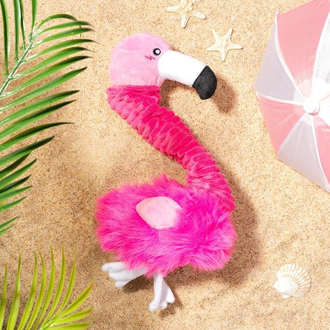 ZippyPaws Bungee Buddiez Plush Squeaky Dog Toy (Flamingo)