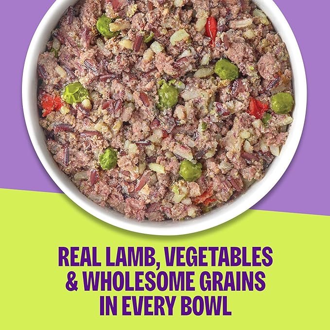 Wellness Protein Bowls Adult Wet Dog Food, Fresh Alternative, Wholesome Grains, Natural, Lamb, Red Rice, and Peas Recipe, 6.2 oz, Pack of 6 Pouches
