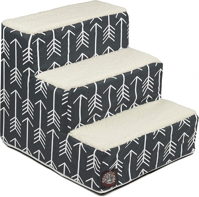 Majestic Pet Portable Pet Stairs | Soft Sherpa Steps Foam Feeling | Steps for Dogs & Cats | Dog & Cat Ramp | Perfect for Bed & Sofa | Indoor Only | Max Weight: up to 250 Lbs, 3 Step, Arrow Navy Blue