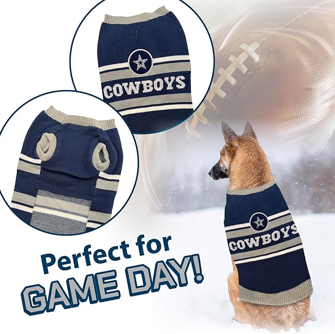 Pets First NFL Dallas Cowboys Dog Sweater, Size Large. Warm and Cozy Knit Pet Sweater with NFL Team Logo, Best Puppy Sweater for Large and Small Dogs, Team Color (DAL-4179-LG)