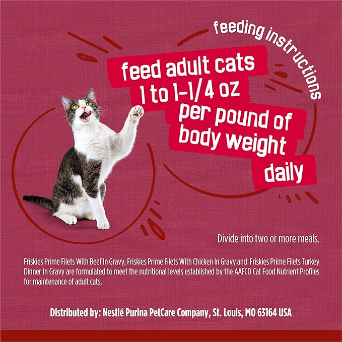 Purina Friskies Gravy Wet Cat Food Variety Pack, Prime Filets Meaty Favorites - (Pack of 24) 5.5 oz. Cans