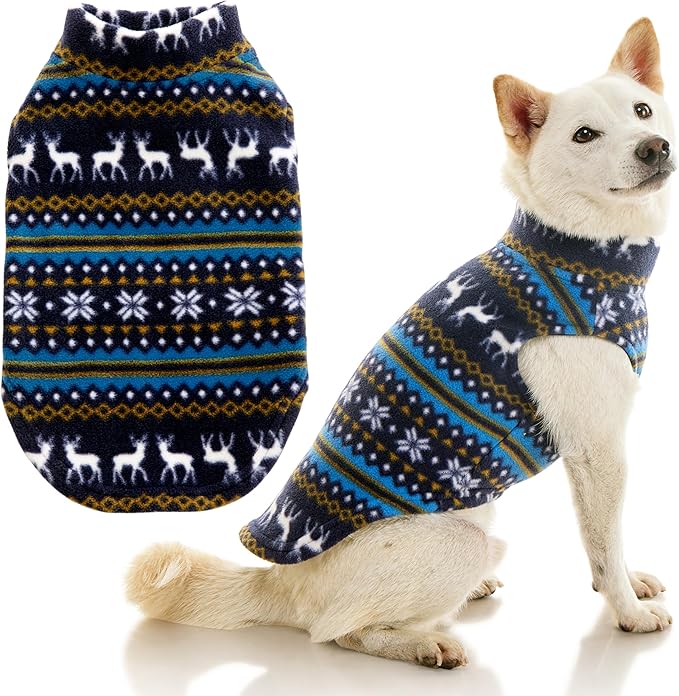 Gooby - Stretch Fleece Vest, Pullover Fleece Vest Jacket Sweater for Dogs, Reindeer Blue, 5X-Large