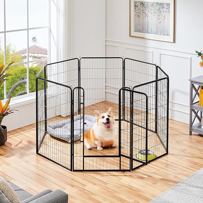 Topeakmart Unleashed Dog Playpen 40 inch 8-Panel Portable Pet Fence for Small/Medium/Large Dogs | Indoor, Outdoor, Yard & RV Camping Use