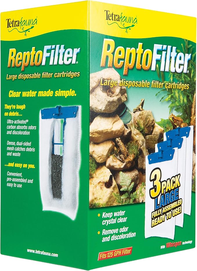 Tetra ReptoFilter Large Filter Cartridges for Terrariums, Fits TetraFauna ReptoFilter 50 gal, 3 Count (Pack of 2)
