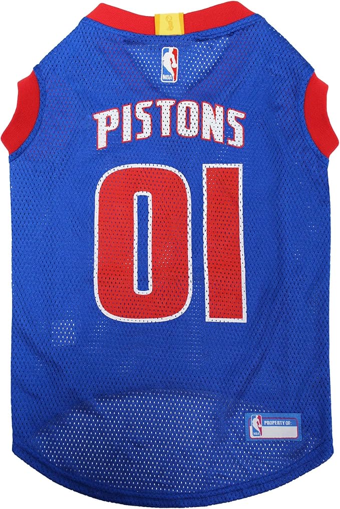 Pets First NBA DETROIT PISTONS DOG Jersey, Medium - Tank Top Basketball Pet Jersey