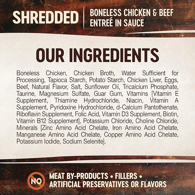 Wellness CORE Signature Selects Shredded Adult Canned Wet Cat Food, Natural, Protein Rich, Grain Free, Chicken and Beef Entrée Recipe, 5.3 oz, Pack of 12 Cans