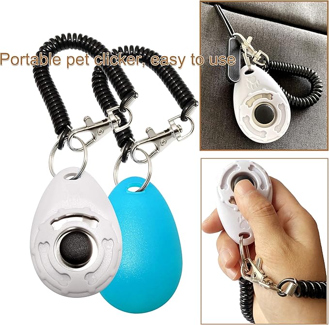 Chadou Training Clicker for Pet Like Dog Cat Horse Bird Dolphin Puppy with Wrist Strap, 2 Pack