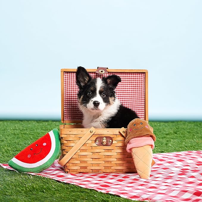 ZippyPaws - NomNomz Plush Squeaker Dog Toy For The Foodie Pup - Watermelon