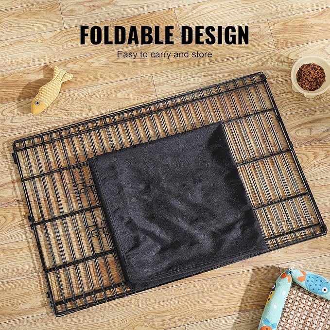 Happybuy Foldable Metal Dog Playpen, 4 Panels of 24 x 36 in, with Door and 600D Oxford Fabric Bottom Pad, Ideal for Dogs, Cats and Other Small Pets, Both Indoor and Outdoor Use