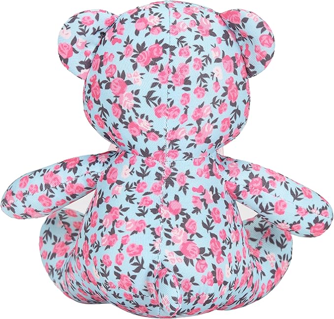 Blueberry Pet Gift Toys for Puppies & Dogs, 6", Made Well Cute Floral Print Light Blue Happy Bear Designer Squeak Plush Small Dog Toy