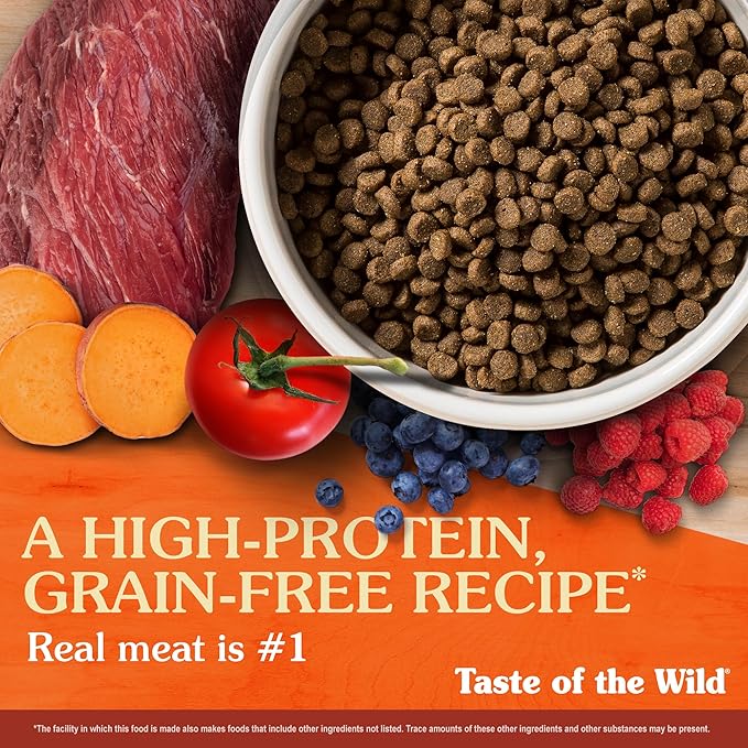 Taste of the Wild High Prairie Canine Grain-Free Recipe with Roasted Bison and Venison Dry Dog Food for Puppies, Made with High Protein from Real Meat and Guaranteed Nutrients and Probiotics 14lb