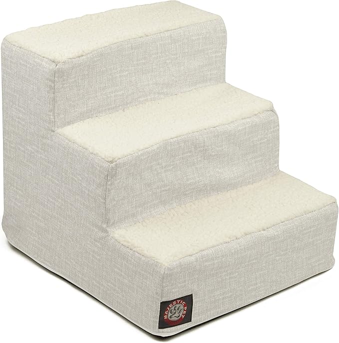 Majestic Pet Portable Pet Stairs | Soft Sherpa Steps Foam Feeling | Steps for Dogs & Cats | Dog & Cat Ramp | Indoor Only | Max Weight: up to 250 Lbs, 3 Step, Palette Heathered Gray
