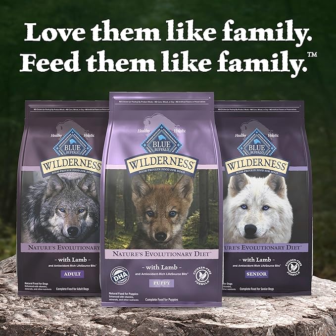Blue Buffalo Wilderness 37 g Protein, Meat Rich Natural Puppy Dry Dog Food, Lamb, Chicken-Free Formula, 13lb Bag