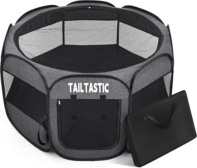 Large Cat Playpen for Multiple Cats, Extra Spacious Pet Tent Playground, Portable Dog Exercise Pen with Room for Toys & Bed, Indoor/Outdoor Enclosure for 2-3 Pets (Dark Grey, Large)