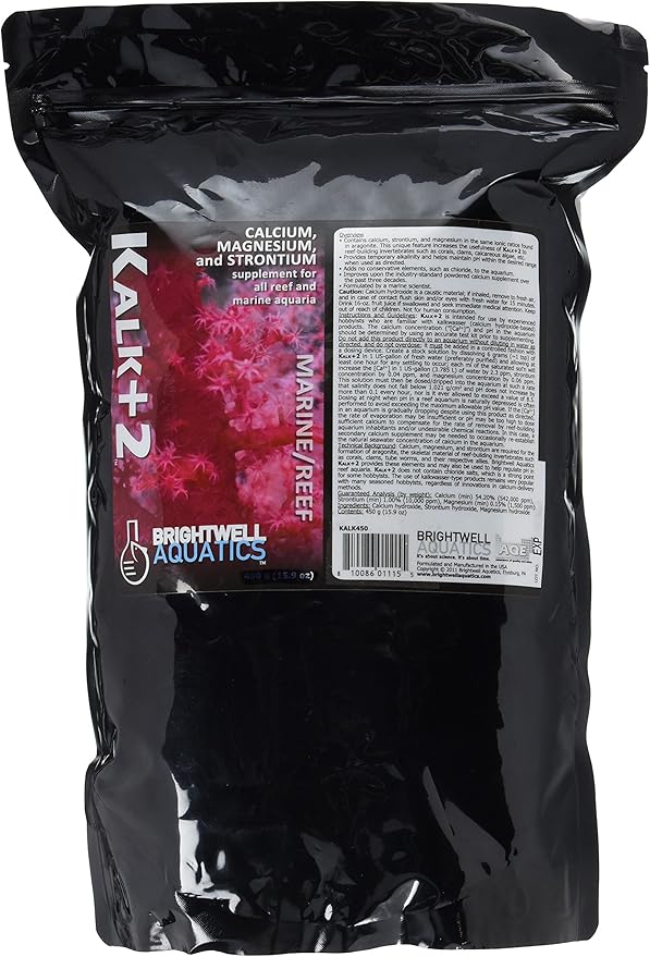 Brightwell Aquatics Kalk+2 – Premium Kalkwasser Powder Supplement with Calcium, Strontium, and Magnesium for Reef Aquariums, pH & Alkalinity Support, 1.8KG