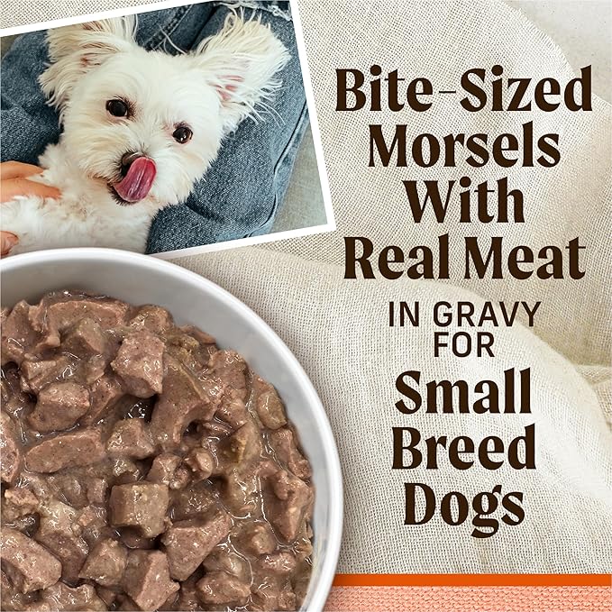 Merrick Lil’ Plates Grain-Free Wet Dog Food for Small Dogs Teeny Texas Steak Tips Recipe with Real Beef, 3.5 oz. Tub