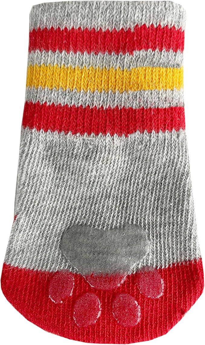 NFL Kansas City Chiefs Anti Slip Dog Socks with Elastic Ribbed Top, Size Medium/Large. Indoor/Outdoor Socks, Best Dog Paw Protector, 2 Pairs, Cool Puppy Supplies with NFL Logo of Chiefs Team