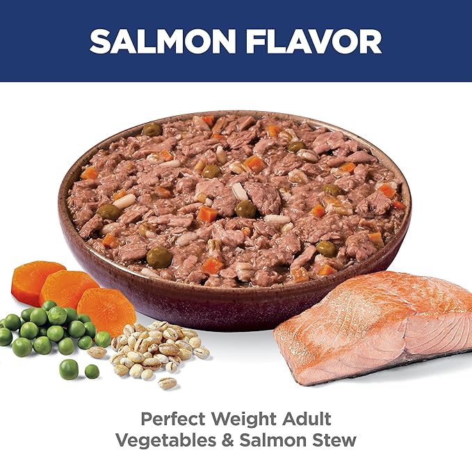 Hill's Science Diet Adult Perfect Weight Wet Dog Food, Vegetables & Salmon Stew, 2.8 oz. Pouches, 24-Pack