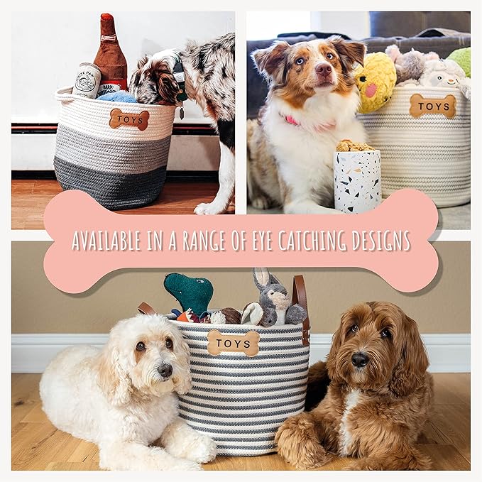 Park Life Designs - Dog Toy Storage for All Pets, Including Cats, Puppies, and Kittens (Capri, Gray, White Bone)