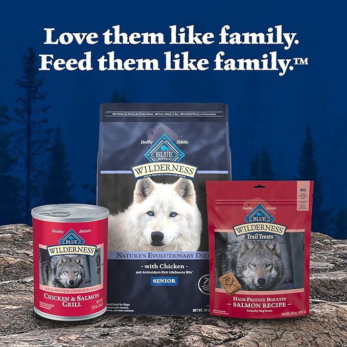 Blue Buffalo Wilderness Denali Dinner Wet Dog Food, High-Protein & Grain-Free Wild Salmon, Venison & Halibut, 12.5-oz Can (12 Count)