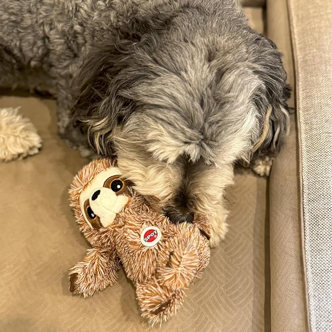 SPOT Fun Sloth Dog Toy - Soft, Stuffed, Squeaky, Plush Fabric Toy for Mini and Small Dogs and Puppies, Enrichment for Light Chewers and Cuddlers, 7in