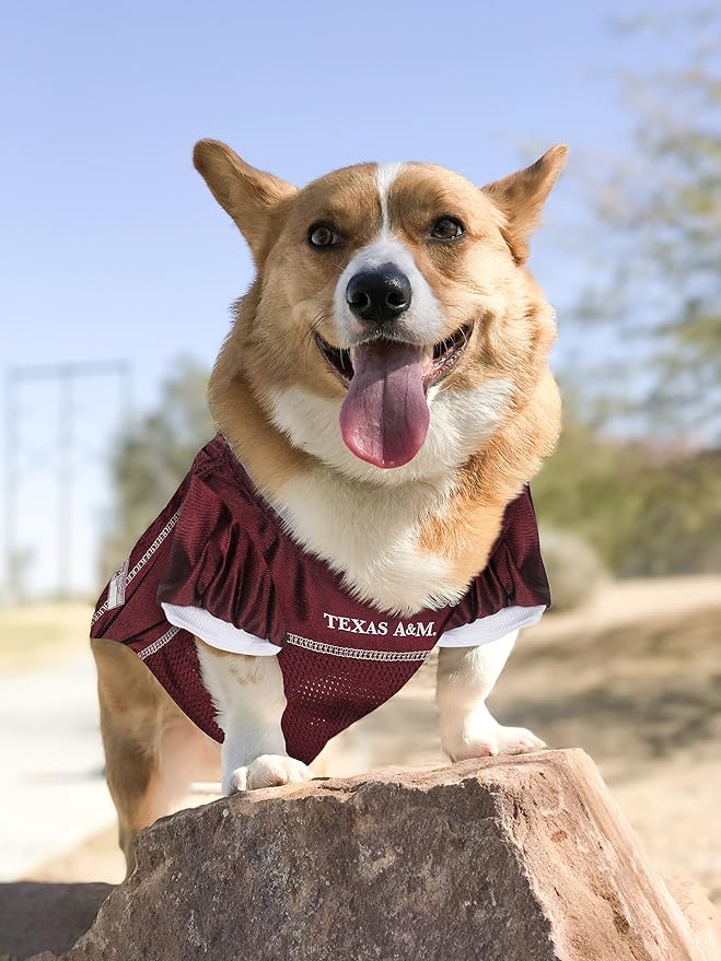 Pets First NCAA College Texas A&M Aggies Mesh Jersey for DOGS & CATS, Medium. Licensed Dog Jersey with your Favorite Football/Basketball College Team
