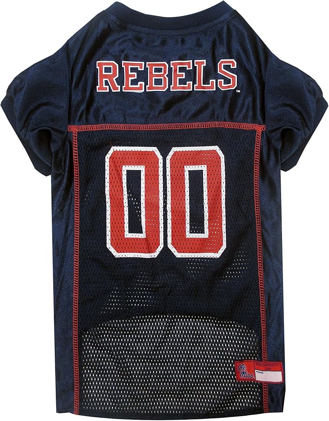 Pets First NCAA College Mississippi Ole Miss Rebels Mesh Jersey for DOGS & CATS, X-Large. Licensed Dog Jersey with your Favorite Football/Basketball College Team