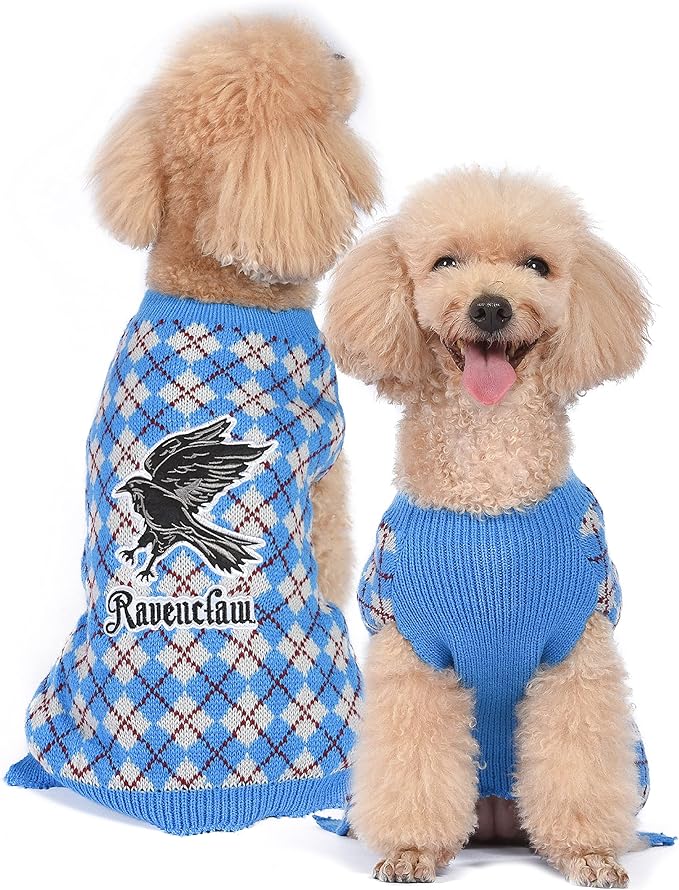 Harry Potter Ravenclaw Dog Sweater - Pet Outerwear for Dogs - Officially Licensed Dog Apparel & Accessories for Hogwarts Houses, Size Small