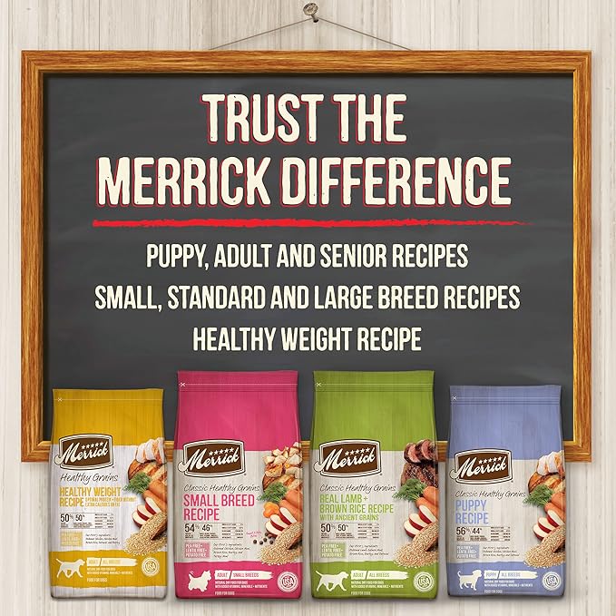 Merrick Healthy Grains Premium Adult Dry Dog Food, Wholesome And Natural Kibble With Lamb And Brown Rice - 12.0 lb. Bag