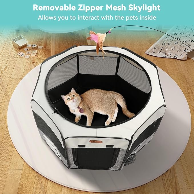 Seiyierr Dog Playpen, Portable Pet Play Pen Foldable Carrying Case, Puppy Pens Outsid for Small Cat Indoor/Outdoor, Removable Mesh Shade Cover