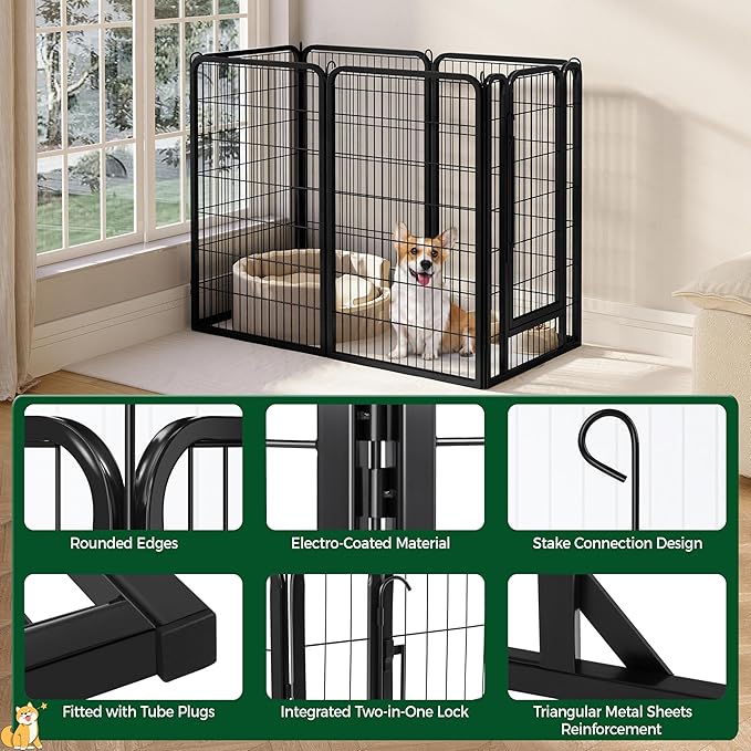 Topeakmart Dog Playpen Outdoor Puppy Exercise Pen Indoor Portable Pet Fence for Yard/RV Camping, 47 Inch 6 Panels