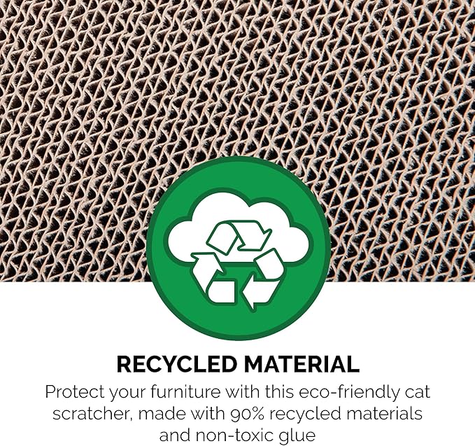Furhaven Scratching Board w/ Catnip for Indoor Cats, Reversible - Classic Corrugated Cat Scratcher Pad - Green, Standard