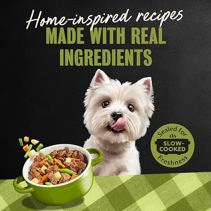 Cesar Home Delights Adult Wet Dog Food, Grilled New York Strip Flavor with Vegetables in Sauce, 3.5 oz. Easy Peel Dog Food Tray, 24 Count (Pack of 1)