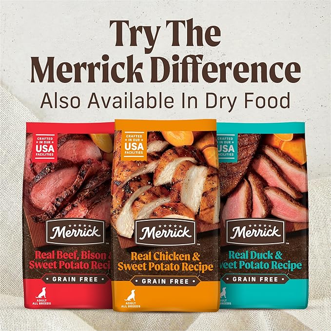 Merrick Slow-Cooked BBQ Premium Real Meat Canned Wet Dog Food Variety Pack, Beef, Chicken And Pork Recipes - (Pack of 12) 9.5 lb. Cans