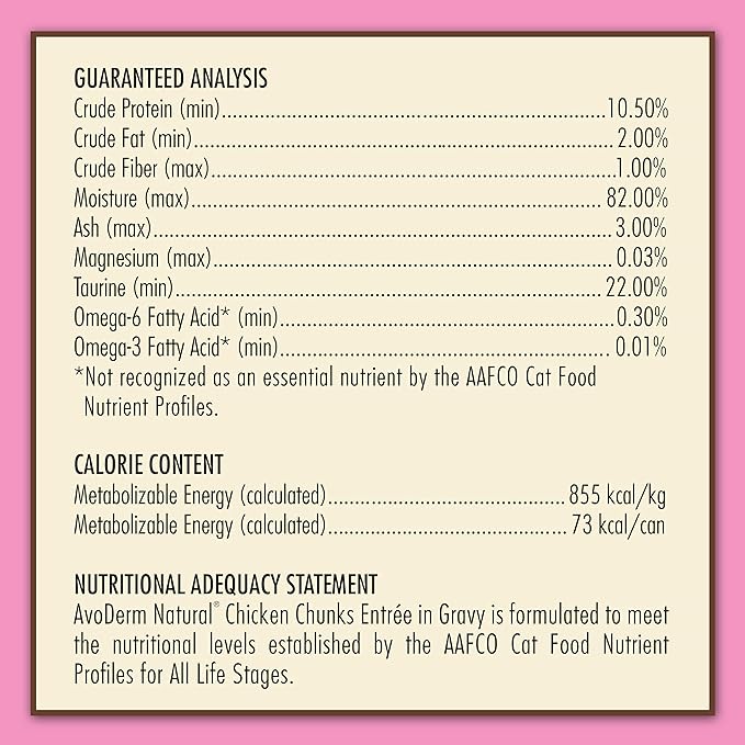 AvoDerm Natural Chicken Chunks Entrée in Gravy - Grain Free Wet Canned Cat Food