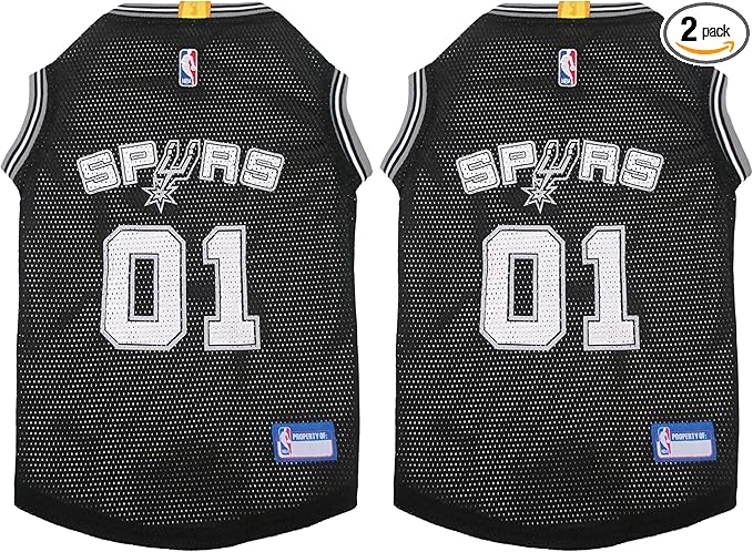 NBA SAN Antonio Spurs Dog Jersey, Large - Tank Top Basketball Pet Jersey (Pack of 2)