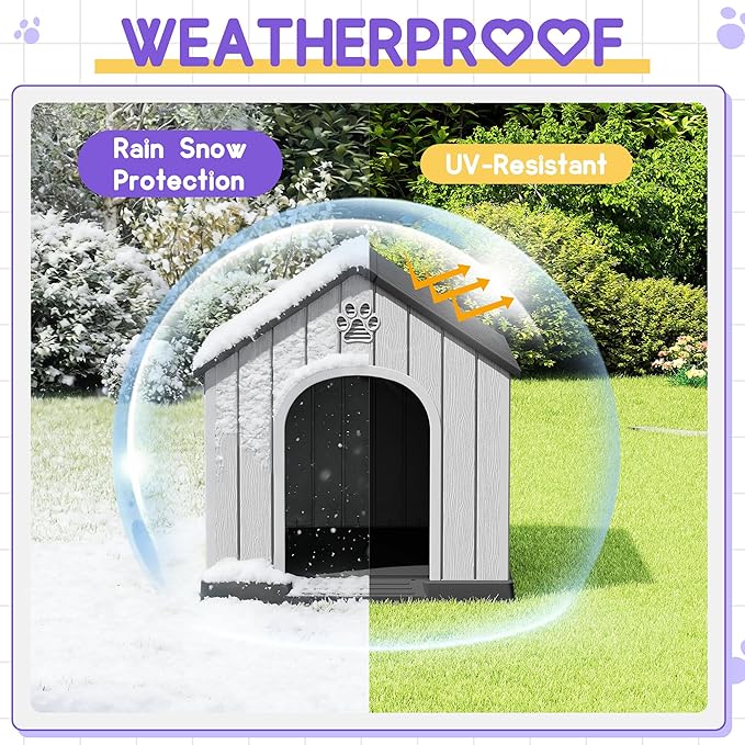 Bifanuo Large Dog House for Outdoor & Indoor, Waterproof Puppy Shelter with Air Vents & Elevated Floor, Easy Assemble Sturdy Dog Kennel for Large Dogs (Classic Black, 36.2''L×38''W×38''H)