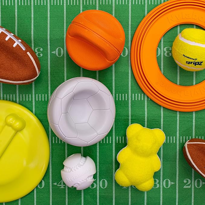 Nylabone Power Play Gripz Felt Soccer Ball Rubber Fetch Toy, Squeaky Ball for Dogs, Medium (1 Count)
