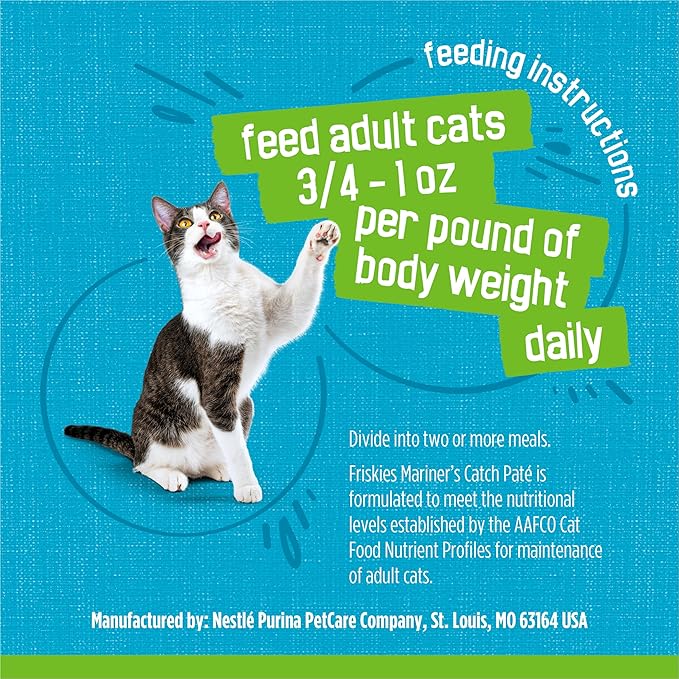 Friskies Purina Wet Cat Food Pate, Mariner’s Catch - 5.5 oz. Cans (Pack of 48)
