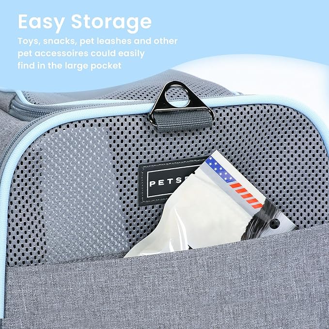 Petsfit Expandable Cat Carrier for 2 Cats Small Dog Carriers, Soft-Sided Portable Washable Pet Travel Carrier with Two Extension for Kittens, Puppies, Rabbits, 19 x 12x 12 inches, Light Grey