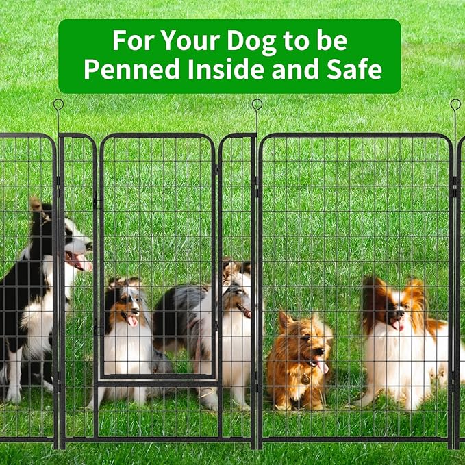 Kfvigoho Dog Playpen Outdoor Extra Wide 32 Piece Panels Heavy Duty Dog Fence 50" Height Anti-Rust with Doors Portable for RV Camping Yard, Total 84FT, 561 Sq.ft, Snowy Black