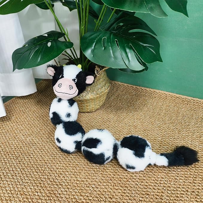 Cow Long Plush Squeaky Dog Toy for Chewers Puppy Teething Chew Toy Cute Soft Funny Durable Stuffed Animal Interactive Tug-of-War Dog Toy for Small Medium Large Dogs Toy Gift 52cm/20.47in