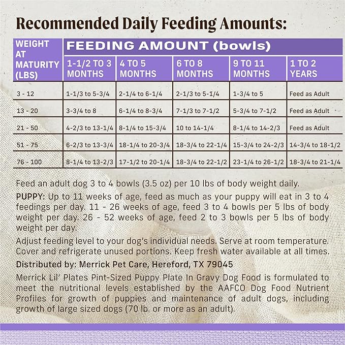 Merrick Lil Plates Wet Dog Food for Small Breed Puppies, Pint-Sized Puppy Plate in Gravy with Real Deboned Chicken, 3.5 oz Tub
