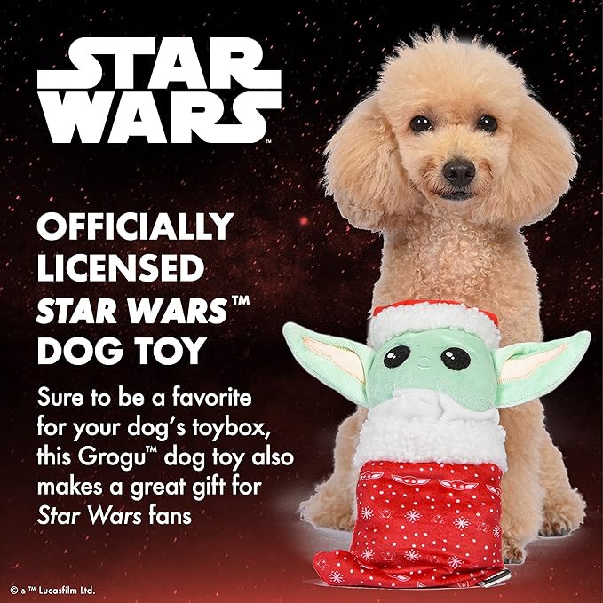 Star Wars for Pets 10" GROGU Stocking Plush Figure Burrow Toy | The Mandalorian Holiday Pet Products GROGU | The Child Squeaky Pet Toy | for Pets (FF24159)