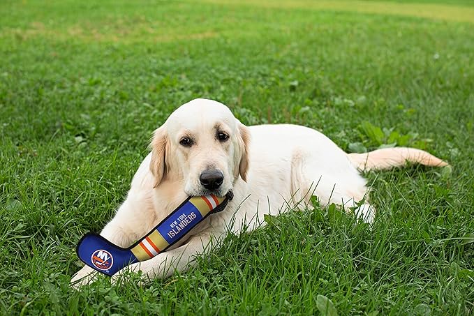 Pets First NHL New York Islanders Stick Toy for Dogs & Cats. Play Hockey with Your Pet with This Licensed Dog Tough Toy Reward!