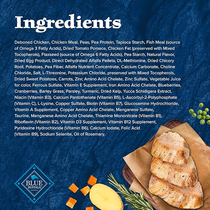 Blue Buffalo Wilderness High Protein Grain Free Dry Food for Adult Dogs, 34% Protein, with Chicken, 34 lb. Bag