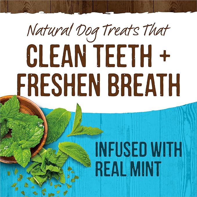 Merrick Fresh Kisses Natural Dental Chews Toothbrush Treat Shape Infused With Real Mint For Tiny Dogs 5-15 Lbs - 20 ct. Bag