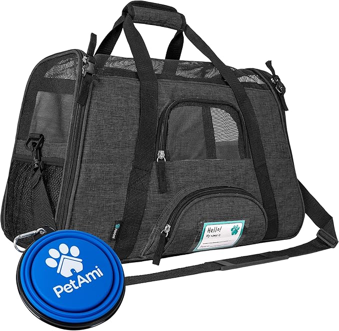 PetAmi Premium Airline Approved Soft-Sided Dog and CAT Travel Carrier, Charcoal, Small