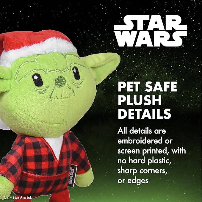 STAR WARS for Pets Dog Toy Yoda Dog Toy for Holidays | Santa Yoda Squeaky Dog Toy Chew Toy | Holiday Dog Toy Plush Toys | 6 Inch Small Dog Toy (FF24145)