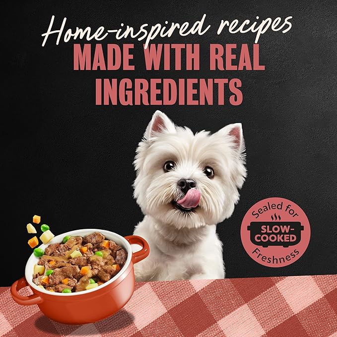 Cesar Home Delights Adult Soft Wet Dog Food Beef Stew, 3.5 oz. Easy Peel Dog Food Tray, 24 Count (Pack of 1)